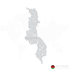 Obraz premium Malawi grey map isolated on white background with abstract mesh line and point scales. Vector illustration eps 10