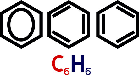 Chemical structure of benzene vector illustration.