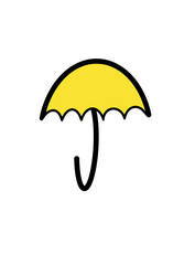 Red umbrella with white circles on a white isolated background	