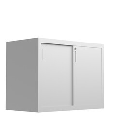 3d rendering illustration of a filing cabinet with sliding doors