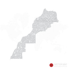 Fototapeta na wymiar Morocco grey map isolated on white background with abstract mesh line and point scales. Vector illustration eps 10
