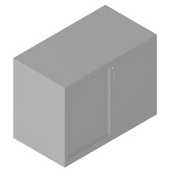 3d rendering illustration of a filing cabinet with sliding doors