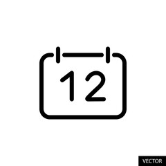 Calendar vector icon in line style design for website design, app, UI, isolated on white background. Editable stroke. Vector illustration.