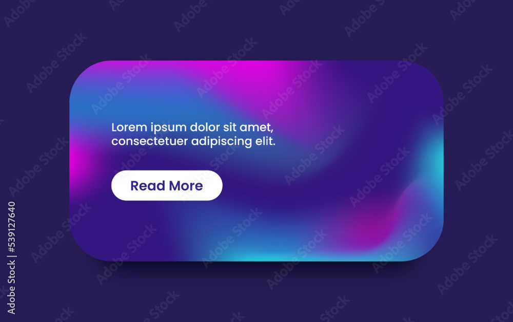 Poster card element ui kit for responsive mobile app in gradient style. website marketing or promotion inte