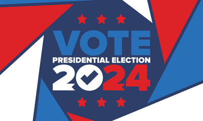 Presidential Election 2024 in United States. Vote day, November 5. US Election. Patriotic american element. Poster, card, banner and background. Vector illustration