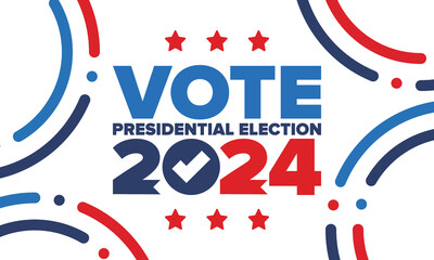 Presidential Election 2024 in United States. Vote day, November 5. US Election. Patriotic american element. Poster, card, banner and background. Vector illustration