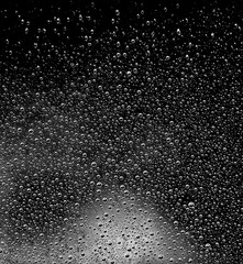 Water drops on the glass. Overlay effect of transparent drops on glass. Dripping raindrops. Fogging.