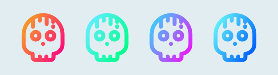 Skull line icon in gradient colors. Skeleton signs vector illustration.