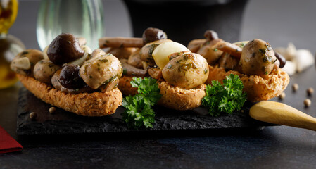 Mushrooms in garlic butter sauce.