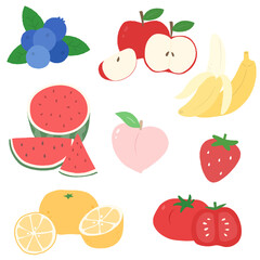 Hand drawn illustration of fruits collection set.