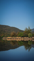 Fototapeta na wymiar Huay Tueng Thao Reservoir, nearby Chiang Mai in Thailand