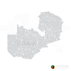 Zambia grey map isolated on white background with abstract mesh line and point scales. Vector illustration eps 10