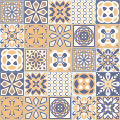 Portuguese Ceramic Tile Blue Purple Beige Color Square Geometric pattern Bathroom Kitchen Wall Decoration Traditional Portuguese Design