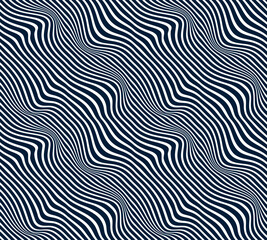 Fototapeta na wymiar Abstract lines seamless pattern with optical illusion, vector background with parallel stripes op art, lined design minimalistic wallpaper or website background.