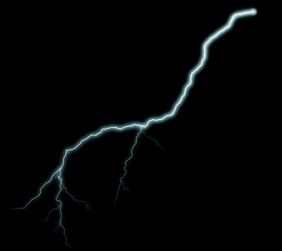 Thunderbolt. Realistic lightning. Electricity thunder light storm flash thunderstorm in cloud. Lightning bolts on a black background.