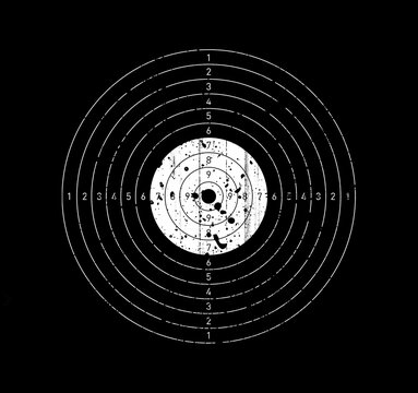 Round target for shooting weapons. Hitting the target. Target for the shooting range