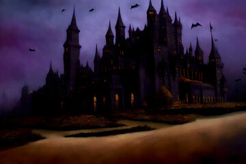 halloween haunted house, castle at night