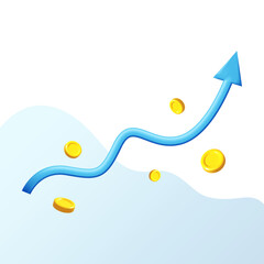 3d icon leadership for successful new idea. Excellent investing business graph on background. investment creative solution with money coin and graph concept. 3D icon