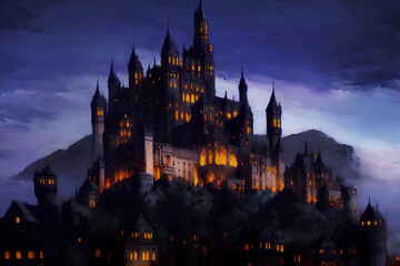 halloween haunted house, castle at night