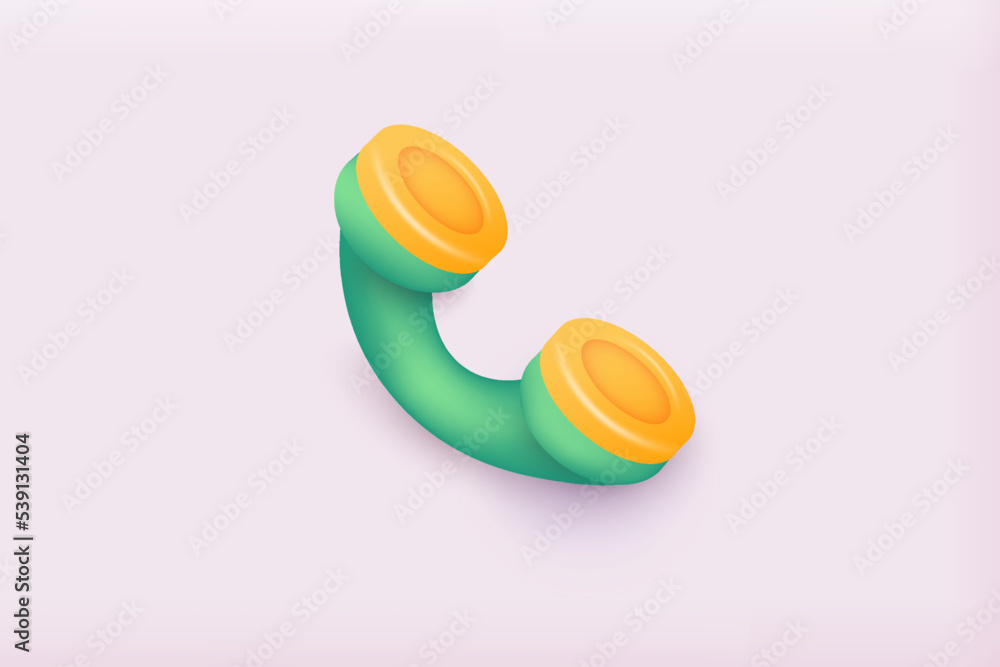 Poster call phone green icon. talking with service support hotline and call center icon concept. 3d web vec