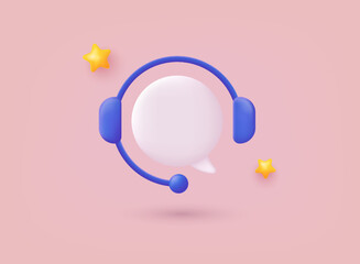 Call center, online customer support. Contact Us Customer Service For Personal Assistant Service, Person Advisor and Social Media Network. 3D Web Vector Illustrations.