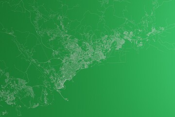 Map of the streets of Panama made with white lines on green paper. Rough background. 3d render, illustration
