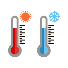 thermometer shows hot and cold icon, vector, illustration
