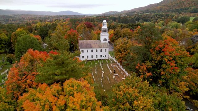 Bennington Vermont, Fall and Autumn Color Aerial