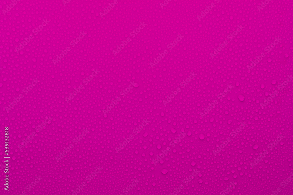 Poster water drops on saturated magenta background as soft light matte pattern with tiny droplets in elegan