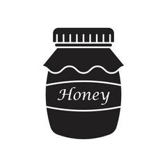 Honey jar silhouette icon design. Glassware for sweet liquid. Isolated on white background