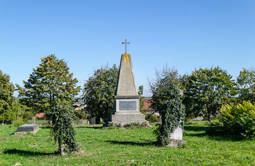 Novi Sad, Serbia - October 17, 2021. A view of the Monumental stone memorial dedicated to the...