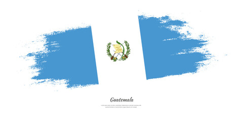Happy Independence Day of Guatemala. National flag on artistic stain brush stroke background.