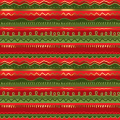 Stripes Christmas seamless pattern in red & green