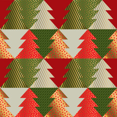 Geometric Christmas trees seamless pattern - 539134056