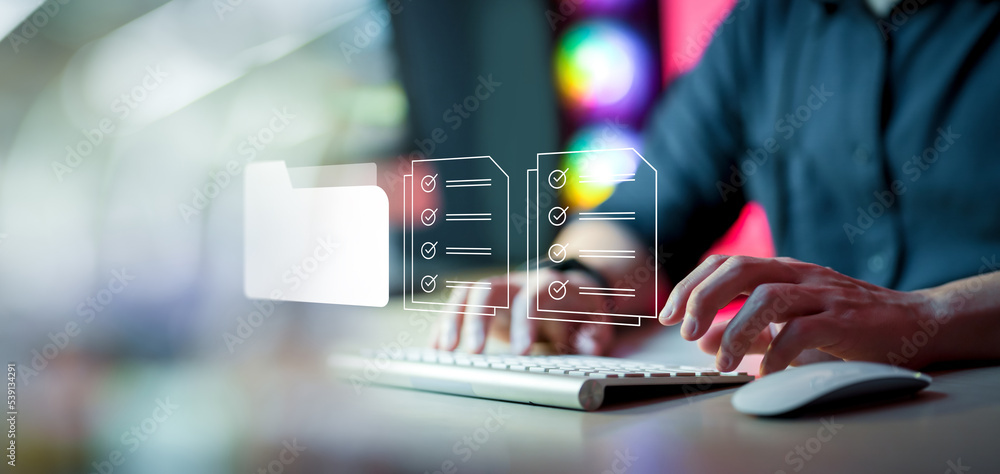 Poster Business productivity checklist and filling survey form online. Fast checklist and clipboard task management. report file. Fast checklist and clipboard task management.  File icons, document report.