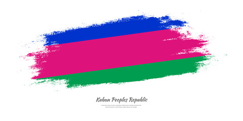 Happy National Day of Kuban Peoples Republic. National flag on artistic stain brush stroke background. - obrazy, fototapety, plakaty