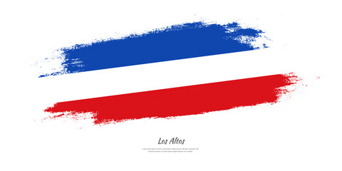 Happy Independence Day of Los Altos. National flag on artistic stain brush stroke background.