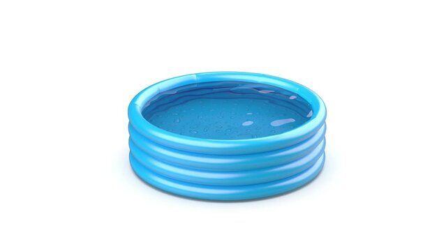 Blue inflatable pool on white background