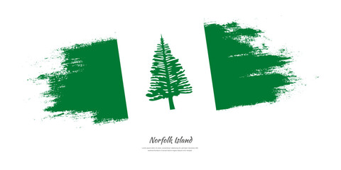 Happy bounty Day of Norfolk Island. National flag on artistic stain brush stroke background.