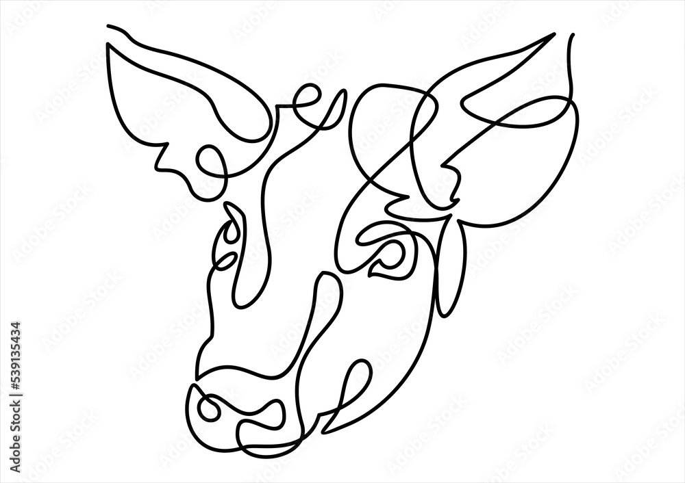 Poster pig. continuous drawing with one line.