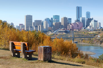 Cityscape of Edmonton, Alberta, Canada, during the autumn season.	
