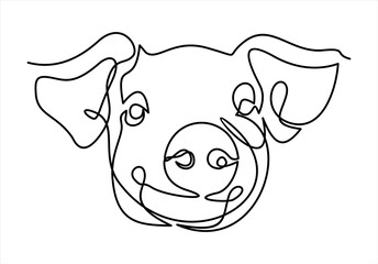 Pig. Continuous drawing with one line.