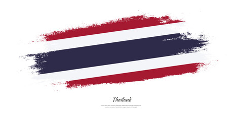 Happy National Day of Thailand. National flag on artistic stain brush stroke background.