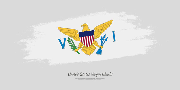 Happy transfer Day of United States Virgin Islands. National flag on artistic stain brush stroke background.