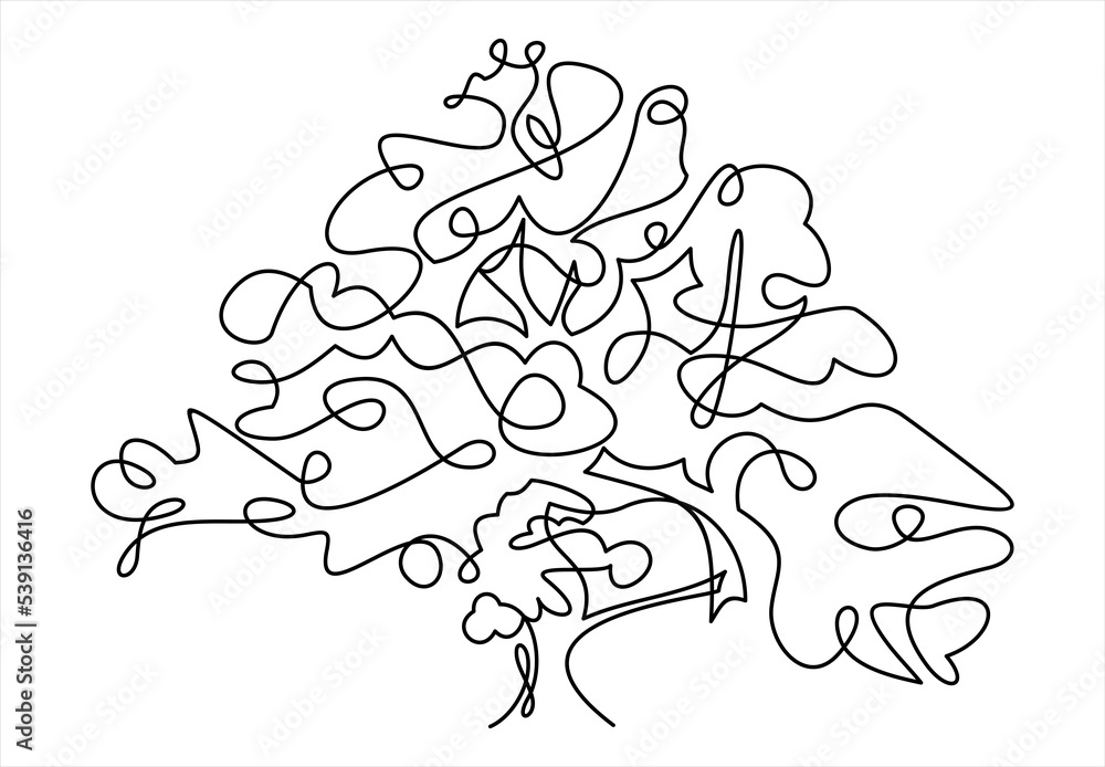 Aufkleber tree logo continuous one line drawing of nature tree