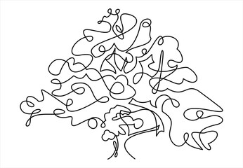 Fototapeta premium Tree logo continuous one line drawing of nature tree 