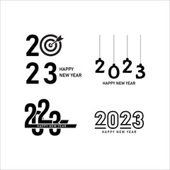 Happy new year 2023 text typography design and Christmas elegant decoration 2023
