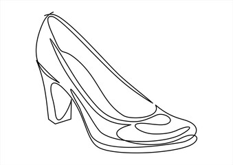 Women's high-heeled shoes. line icon-continuous line drawing