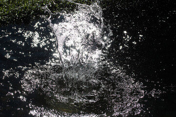 Water splashes on black background. High speed shooting.