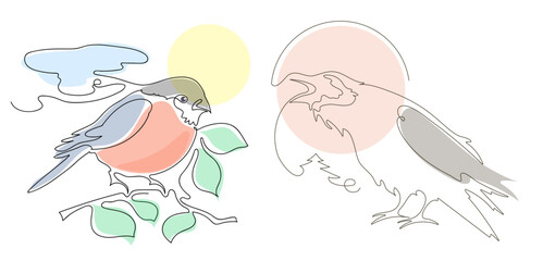 Linear image of a bird. Vector image Isolated.